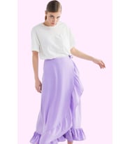 Kadın Maxi Anvelop Etek Volanlı Sarong Kalıp Desenli Yazlık Günlük Kullanım Modern Tasarım (Mor)