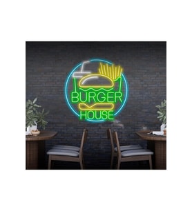 BURGER HOUSE Yazılı ve Şekilli Neon Tabela