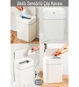 Sessiz ve hareket sensörlü kapaklı çöp kutusu, banyo ve mutfak kullanımı için