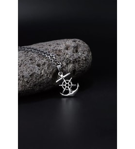 925 Ayar Dümenli Gemi Çapası Erkek Kolye Silver