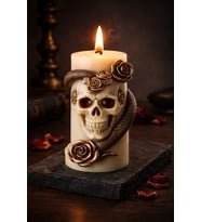 Kuru Kafa Gothic Hallowen Temalı Doğal Soya Silindir Mum (Açık Kahve-Ekru)
