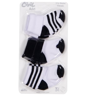 Civil Baby Siyah-Beyaz Asetat 0-24 Ay Çorap Setleri - Standart
