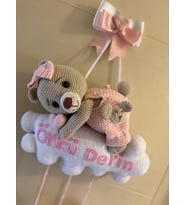 Amigurumi El yapımı Yenidoğan Kapı Süsü (Pudra Pembe)