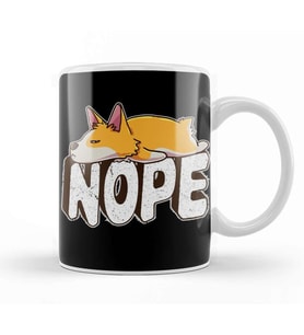 Corgi Nope Sleeping Dog Kupa Bardak Porselen