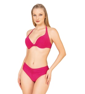 Endeep Kadın Büzgü Detaylı Destekli Pembe Bikini Takımı
