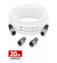 UPTECH HD Uydu Anten Kablosu 20 Metre F Konnektörlü Full HD 4K TV Kablosu