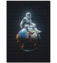 Cakapuzzle Dünyadaki Astronot Gezegen Uzay Puzzle Yapboz MDF (Ahşap) (120 Parça)