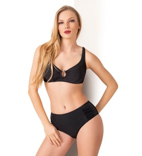 Endeep Kadın Toparlayıcı Aksesuarlı Siyah Bikini Takımı