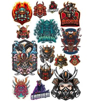 Samurai Savaşçı Sticker Set-6 17 Parça Telefon, Tablet, Defter, Laptop Sticker