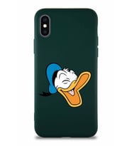 Apple iPhone X Soft Premier Kapak Donald Duck-E Tasarımlı Silikon Kılıf - Yeşil (Şeffaf)