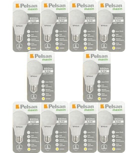 (10 Adet) Pelsan 8,5W 2700K (Sarı Işık) E27 Duylu (Kalın Duy) Led Ampul