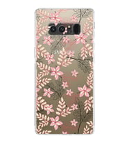 Samsung Galaxy Note 8  Kamera Korumalı Kapak Floral Kırmızı Tasarımlı  Şeffaf  Kılıf