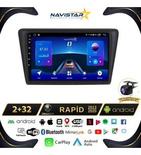 Skoda Rapid 2013-2020 Model 2+64GB Android 13 Kablosuz Carplay Navigasyon Multimedya Sistemi