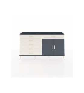 Arges Konsol Tek Raflı 6 Çekmeceli 2 Kapaklı 176x30x99 Antrasit-Antrasit/Aytaşı