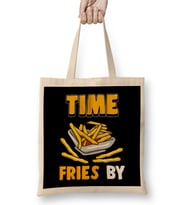 Cute Time Fries By Funny French Fry Food Pun Bez Çanta Uzun Saplı
