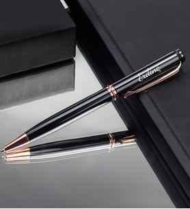 Kişiye Özel Rose Gold Detaylı Siyah Roller Kalem