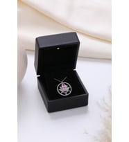 Işıklı Kolye Kutulu Gümüş Lotus Çiçeği Kolye  925 Ayar Gümüş Kolye (Pembe)