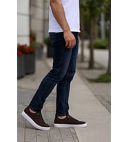 Growish GE0065-6 Hakiki Nubuk Deri Yüksek Beyaz Eva Taban Koku Yapmaz Kahverengi Lazerli Sneaker Spor Ayakkabı (Koyu Kahverengi )