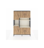 Arges Dolap 9 Raflı 6 Kapaklı 132x30x195 Antrasit-Çam/Aytaşı