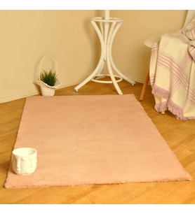 Rex Tavşanı Kısa Tüylü Post Peluş Halı Pudra