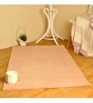 Rex Tavşanı Kısa Tüylü Post Peluş Halı Pudra