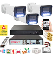 3 lü Hareket Algılayan 5 MP Lens 4 Warm Led Gece Renkli Gösteren Güvenlik Kamerası Seti BS 3404W