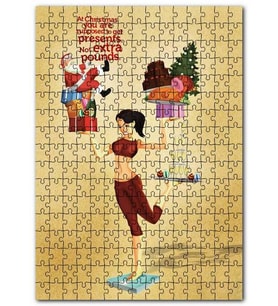 Cakapuzzle Yılbaşı Beklenti Hediye Almaktır Kilo Değil Puzzle Yapboz MDF (Ahşap) (120 Parça)