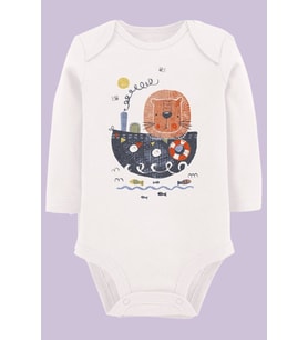 Organik Baskılı Pamuklu Unisex Bebek Body UZUNKOLE110