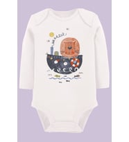 Organik Baskılı Pamuklu Unisex Bebek Body UZUNKOLE110