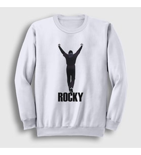 Presmono Unisex Beyaz Training Film Rocky Sweatshirt 250527tt