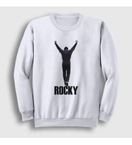 Presmono Unisex Beyaz Training Film Rocky Sweatshirt 250527tt