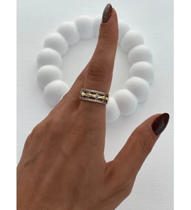 Özel Seri Zirkon Taş Kemik Tasarım Ayarlanabilir Gold Yüzük