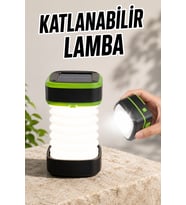 Katlanabilir Kamp Lambası Solar Fener Görünümlü 3 Kademeli Şarjlı