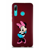 Huawei P Smart 2019 Soft Premier Kapak Minnie Mouse-D Tasarımlı Silikon Kılıf - Mürdüm (Şeffaf)