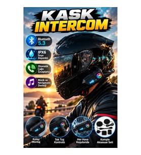 Bluetooth 5.3 Kask Intercom Kulaklık – IPX6 Suya Dayanıklı, Otomatik Çağrı Cevaplama