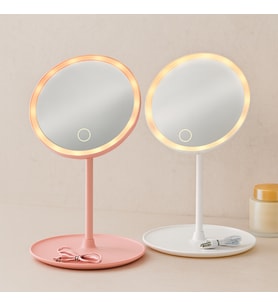 Northcity 6,5 inç LED USB Şarjlı Yuvarlak Makyaj Aynası - 90° Ayarlı, Standlı
