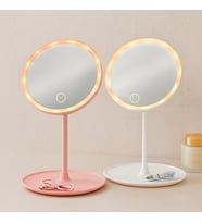 Northcity 6,5 inç LED USB Şarjlı Yuvarlak Makyaj Aynası - 90° Ayarlı, Standlı
