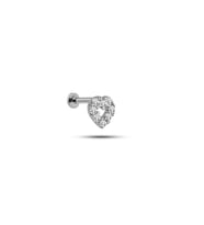 925 Ayar Gümüş Rodyumlu Minimal Kalp Tragus Piercing Küpe