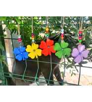 Dekoratif 4 Yapraklı Yonca Balkon Bahçe süsü ( 5 adet) (Çok Renkli-Naturel)