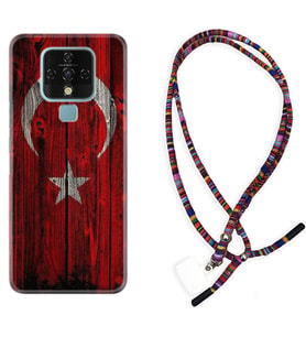 Tecno Camon 16 18P Pova Kılıf Boyun Asklı Rasta Silikon Şanlı Türk Bayrağı 2 1317