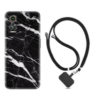 General Mobile GM 21 Pro GM 22 Pro Plus Kılıf Boyun Askılı Silikon Siyah Şerit Mermer 1318