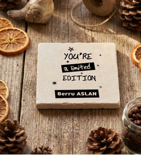 Kişiye Özel You Are a Limited Edition Bardak Altlığı Doğum Günü Hediyesi (Krem)