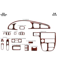 Meriç® Kia Carnival Ön Torpido Kaplama Maun 14 Parça 1999-2006 (Maun)