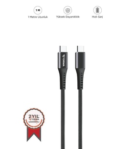 Şarj Kablosu Type-C to Type-C 3.0A Data Kablo AP210 Siyah (Beyaz)
