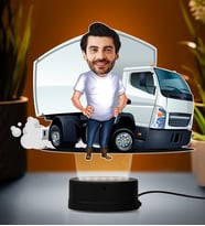 Doğum Günü Hediyesi,Sevgiliye Hediye, Kişiye Özel Fotoğraflı Nakliyeci Tasarımlı Karikatür 3D Led Lamba (Beyaz)