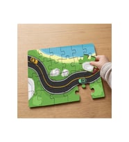 Uzun Yolda Renkli Araçlar Tasarımlı 24 Parça Ahşap Çocuk Puzzle MPK0871