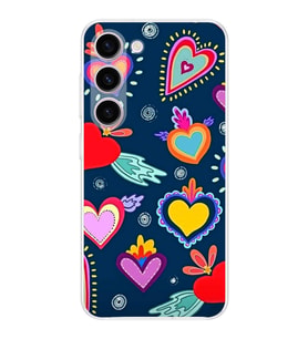 PrintiFy Samsung Galaxy S23 ile Uyumlu Retro Color 3  Kamera Korumalı Şeffaf  Kılıf