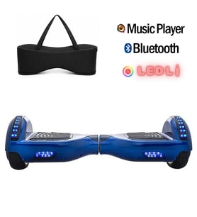 Citymate Elektrikli Kaykay Hoverboard Full Ledli Bluetooth Hoparlörlü 6.5 Inch Çanta Hediyeli Mavi