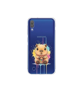 Samsung Galaxy M10 ile Uyumlu Splash Kapibara Tasarımlı Şeffaf Silikon Kılıf