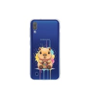 Samsung Galaxy M10 ile Uyumlu Splash Kapibara Tasarımlı Şeffaf Silikon Kılıf